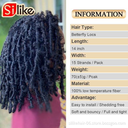 Butterfly locs 16inch  Distressed Butterfly Locs Crochet Hair Butterfly Bob Faux Locs Crochet Braids Hair Black Messy Soft